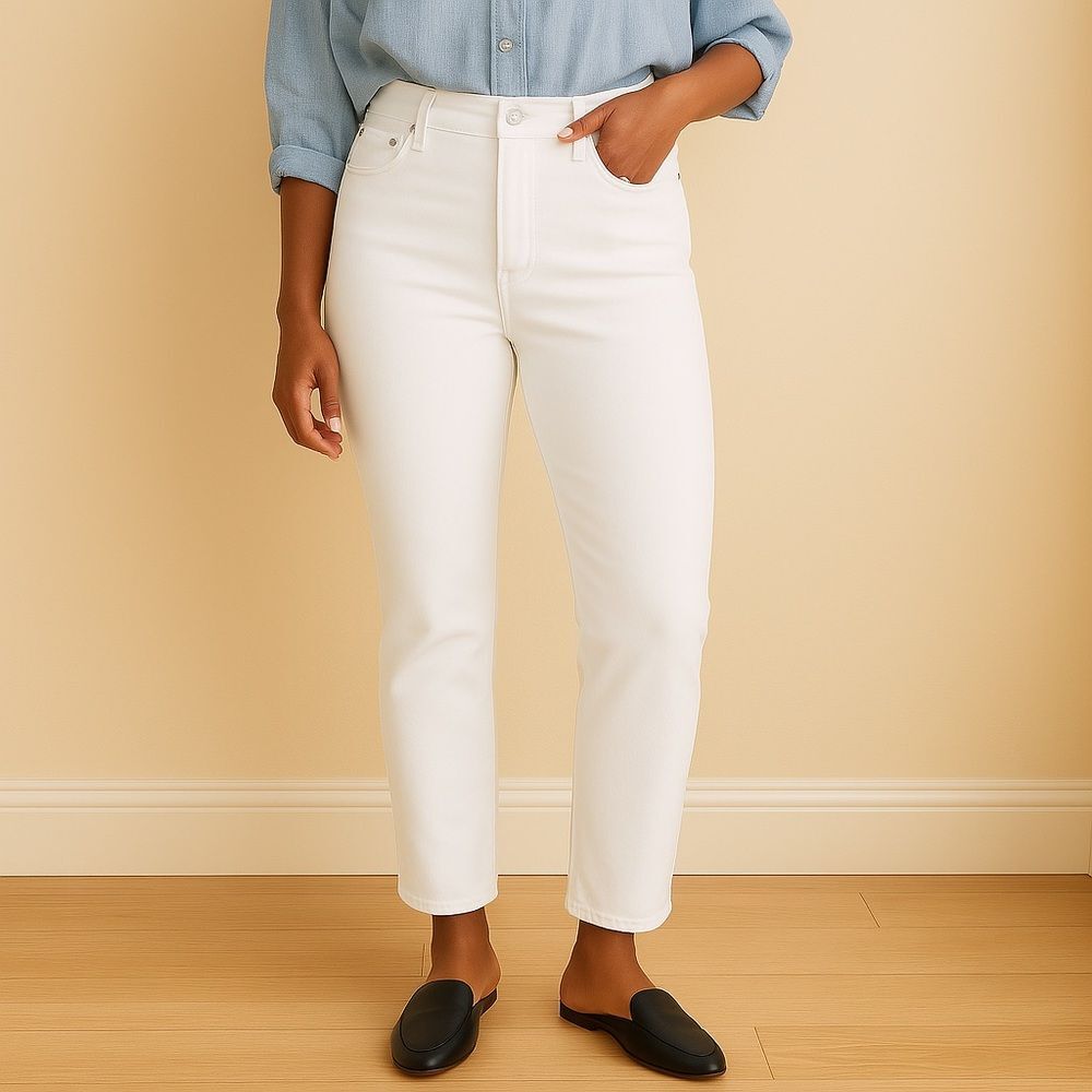 Madewell White High-Rise Straight Jeans